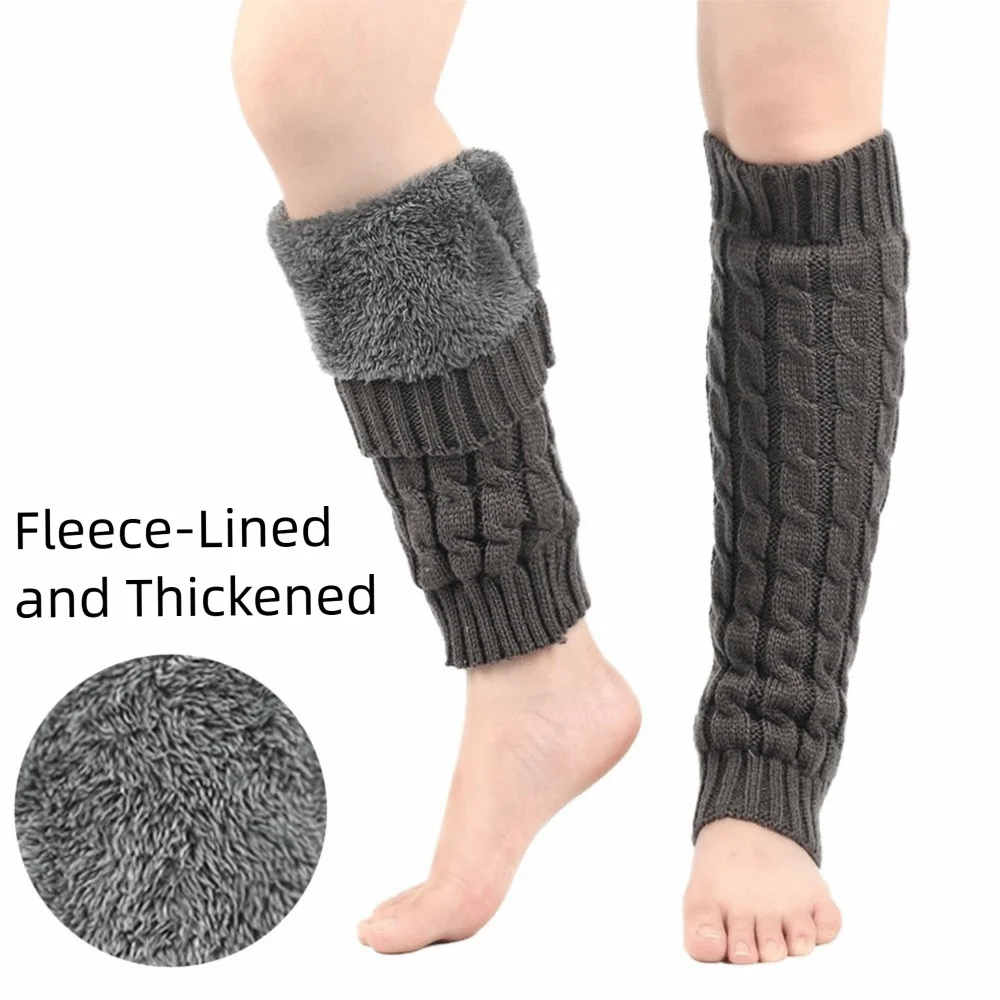 

Knitting Women Leg Warmers Twist Pattern Knee High Pile Long Socks Double-Layered Thicken Warm Winter Boot Socks Autumn Winter
