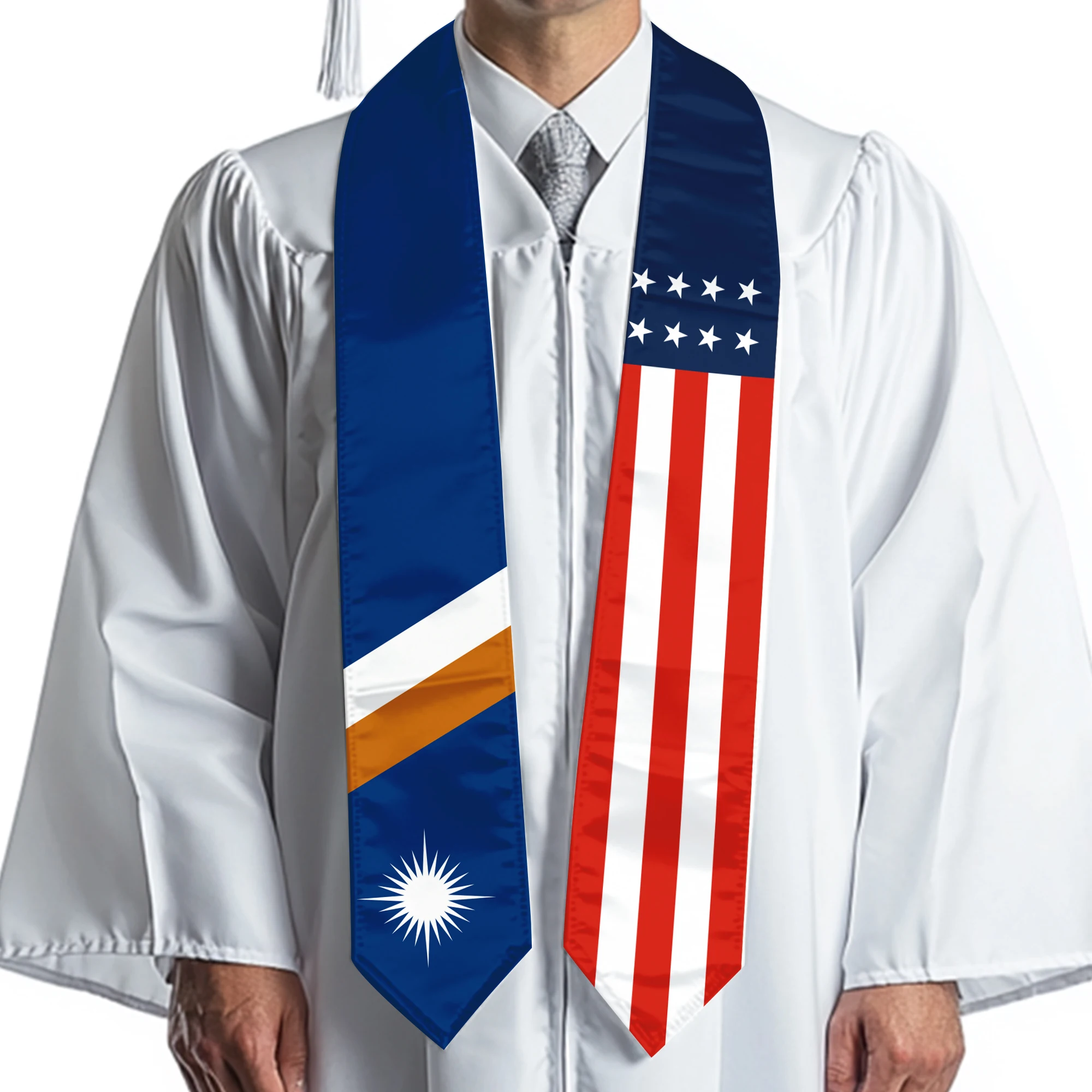 13x180cm USA And Marshall Islands Flag Graduation Sash Bachelor Gown Accessory Graduation Sash Scarf