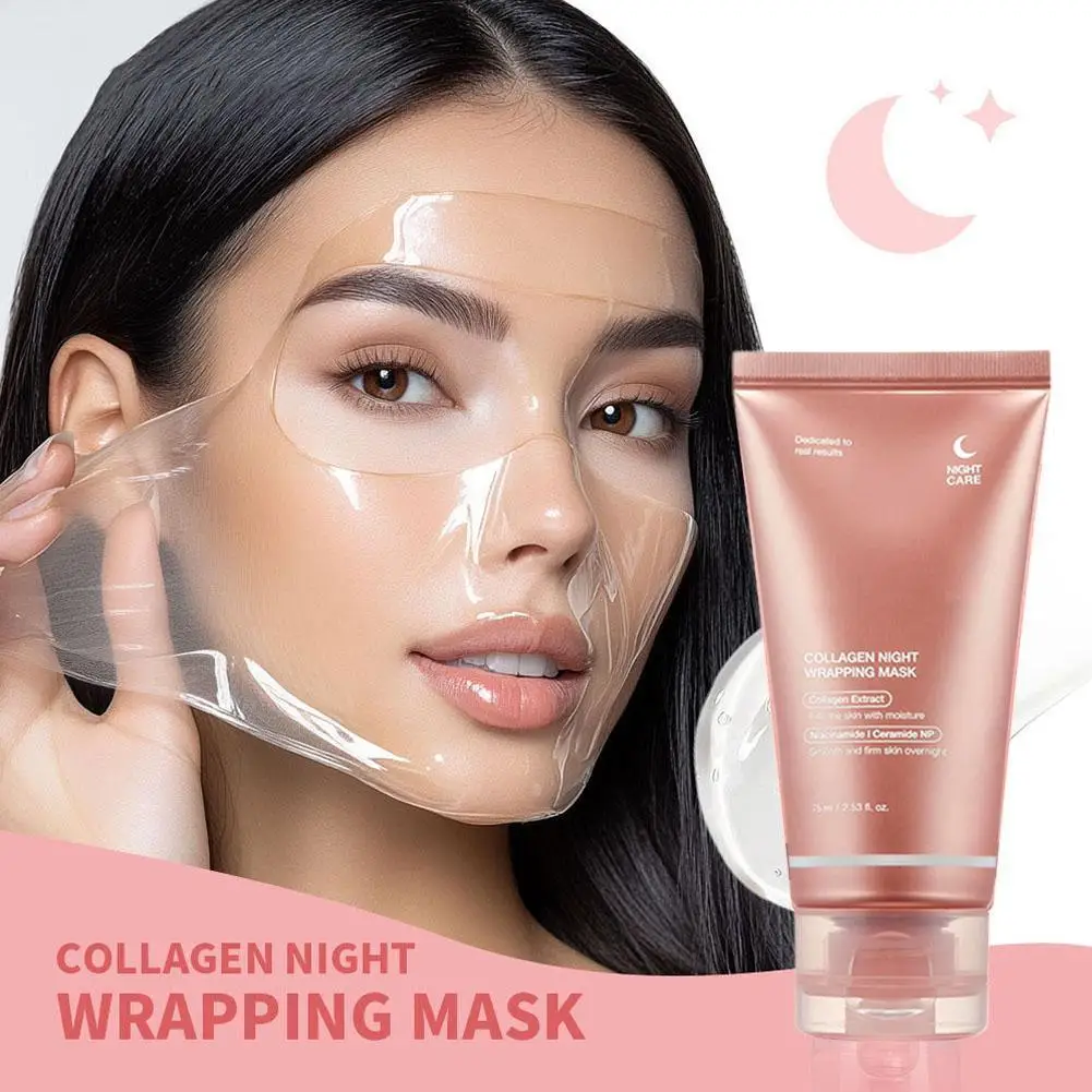 

75ml Collagen Peel-off Mask Night Wrapping Facial Mud Firming Mask Daily 100g Collagen Jelly Cream Hydrolyzed Collagen Skin Care