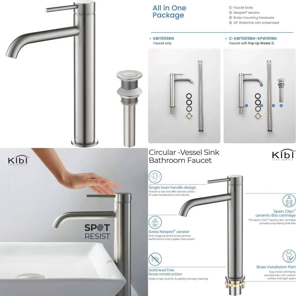 

Solid Brass Single Handle Circular Bathroom Sink Faucet with High Arc Spout and Pop-Up Drain | Premium Quality | Elegant Design