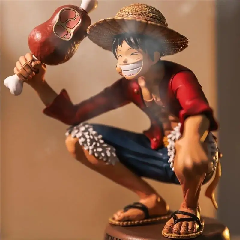 قطعة واحدة لوفي القرفصاء أكل اللحوم البلاستيكية عمل تمثال القرد D لوفي تمثال زورو سانجي كايدو جمع نموذج ألعاب الدمى هدية