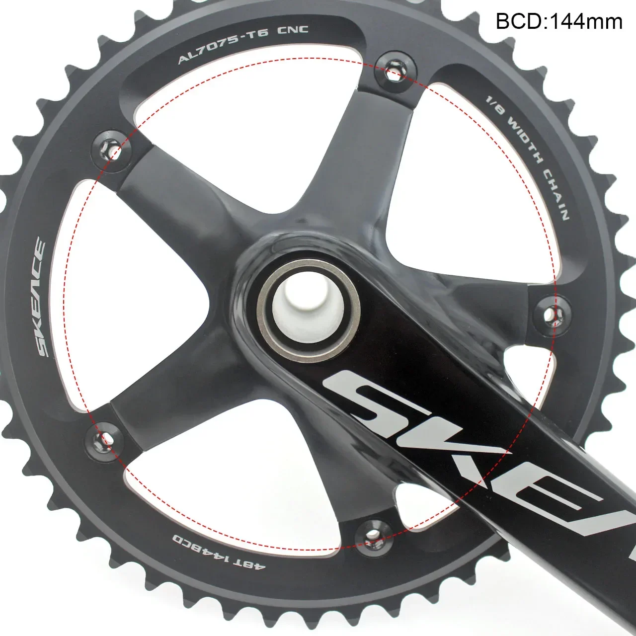 SKEACE Single Speed round hole Racing Track Bike Cranking 48T/49T 144BCD 165mm Fixed Gear Crankset  chainwheel including BB