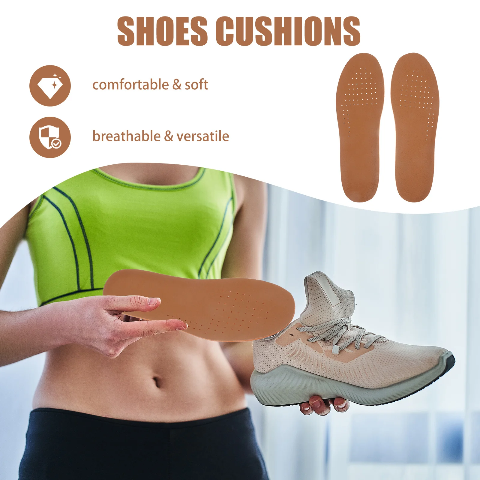 

1Pair Shoe Cushion Height Increase Insoles Pig Skin Size S Comfortable Shoe Lift Pads Non Slip Foot Breathable