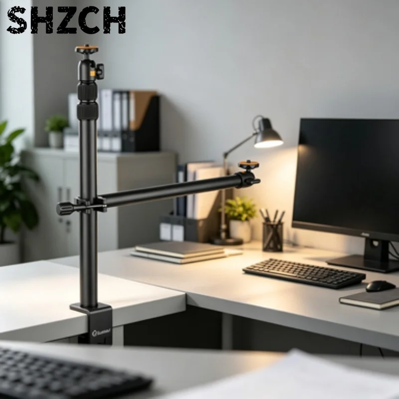 Foldable Long Arm Live Streaming Stand Kit Universal Extension Light Stand Fixed Clamp Multi-angle Overhead Shooting Bracket