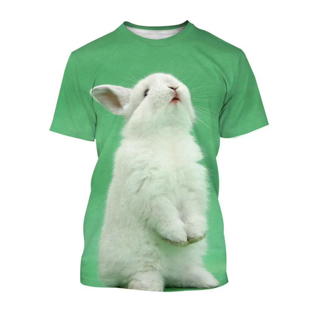 Cute Rabbit Pattern 3D Print t-shirt girocollo da uomo estiva Casual manica corta Pullover oversize Fashion Tee top abbigliamento da uomo