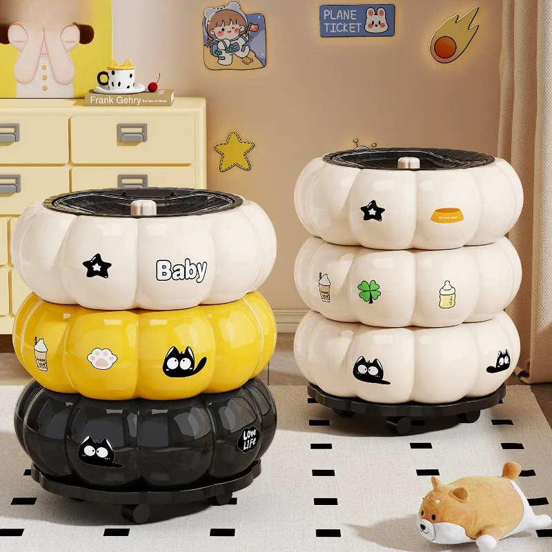 Waste Bins Extra Large Lidded Trash Can Large Capacity Movable Luxury High End Design Home Bedroom Living Room Kitchen Office