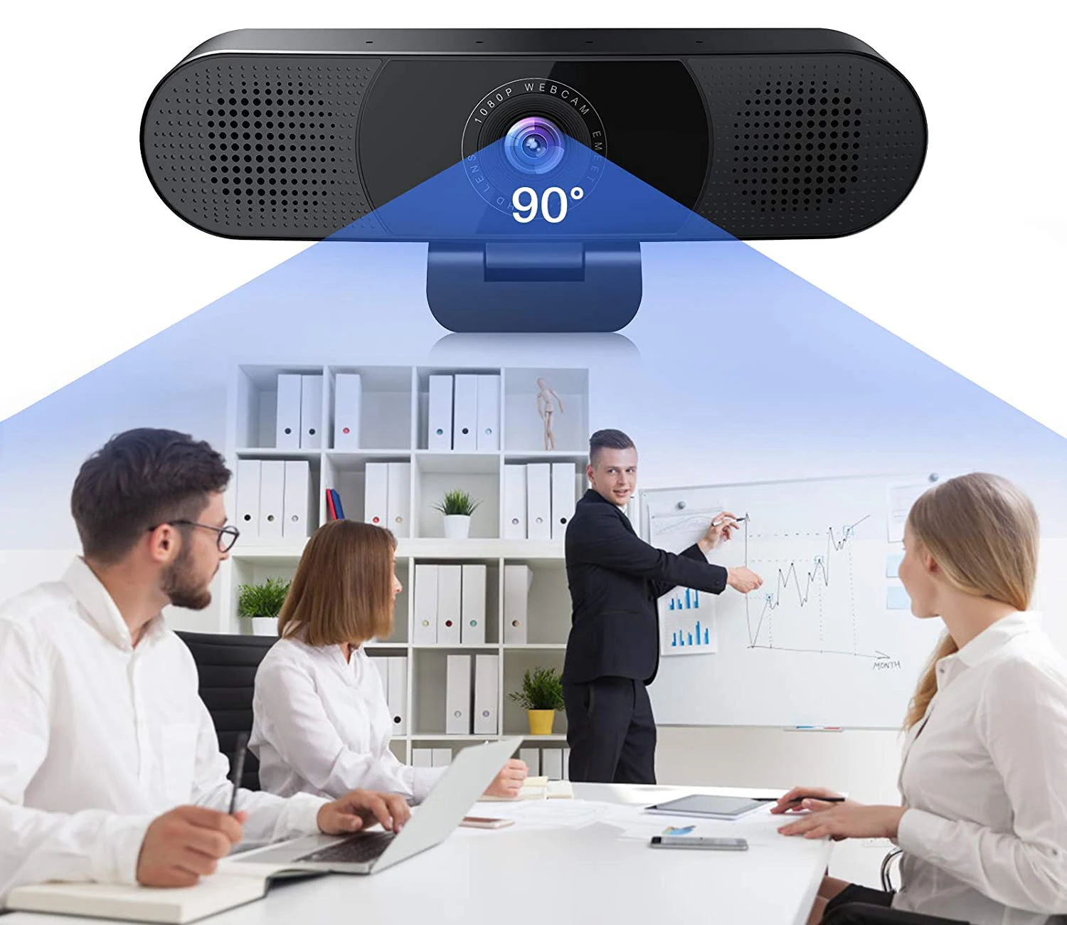 3-in-1 1080P HD Webcam USB Plug & Play Web Kamera EMEET C980 Pro mit 2 lautsprecher & 4 Mikrofone für Video Streaming Live – Detail 4