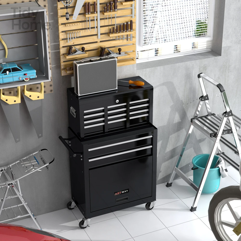 

High Capacity Rolling Tool Chest with Wheels and Drawers, 8-Drawer Tool Storage Cabinet, for Garage, Warehouse and Work Shop