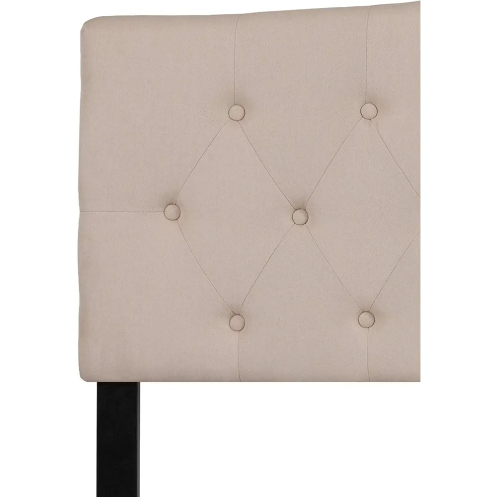 EMMA + OLIVER لوح رأسي منجد بحجم كينغ من القماش باللون البيج