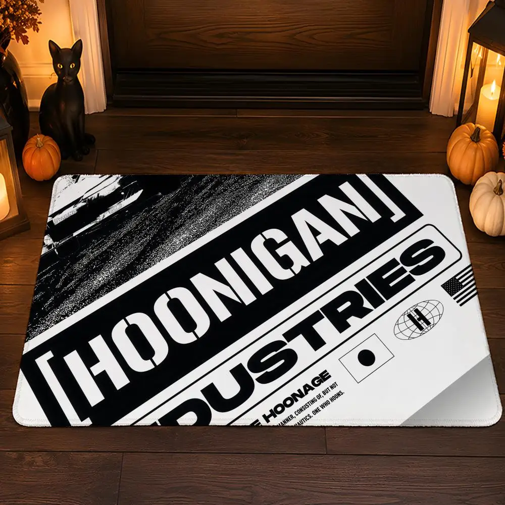 H-Hoonigan Racing Car Modification Floor Mat Flannel Rug Soft Non Slip Washable Door Mat For Bathroom Bedroom Kitchen Home Decor