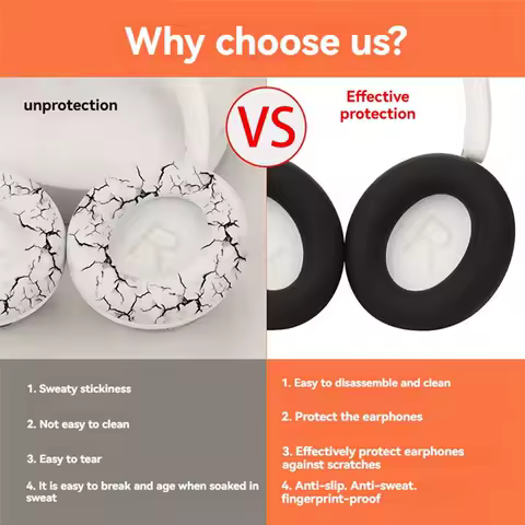 ABT-Ear Pads For Anker Soundcore Space Q45/Life Q30 Q35 Headphone Silicone Protective Case Earmuff Headband Repair Parts C