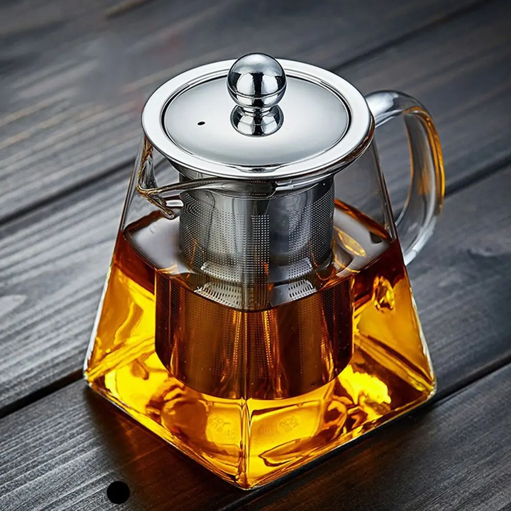 

Heat Resistant Heatable Scented Tea coffee Stainless Steel Tea Strainers Kettle Glass Square Pot with Tea Strainers Teapot