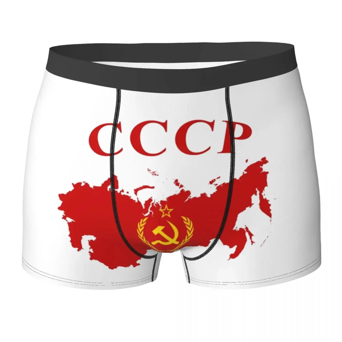 Celana dalam Boxer celana pendek CCCP Star-Soviet-Union celana dalam USSR pakaian dalam pria nyaman untuk hadiah pacar pria Homme