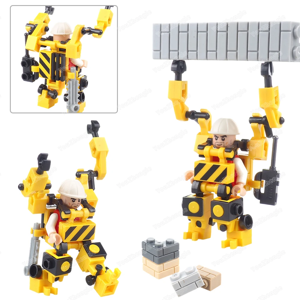 Figuren Techniek Mechanisch pantser Bouwstenen MOC Architectuur Exoskelet Uitrusting Instellingen Scènes Modellen Cadeau Jongensspeelgoed