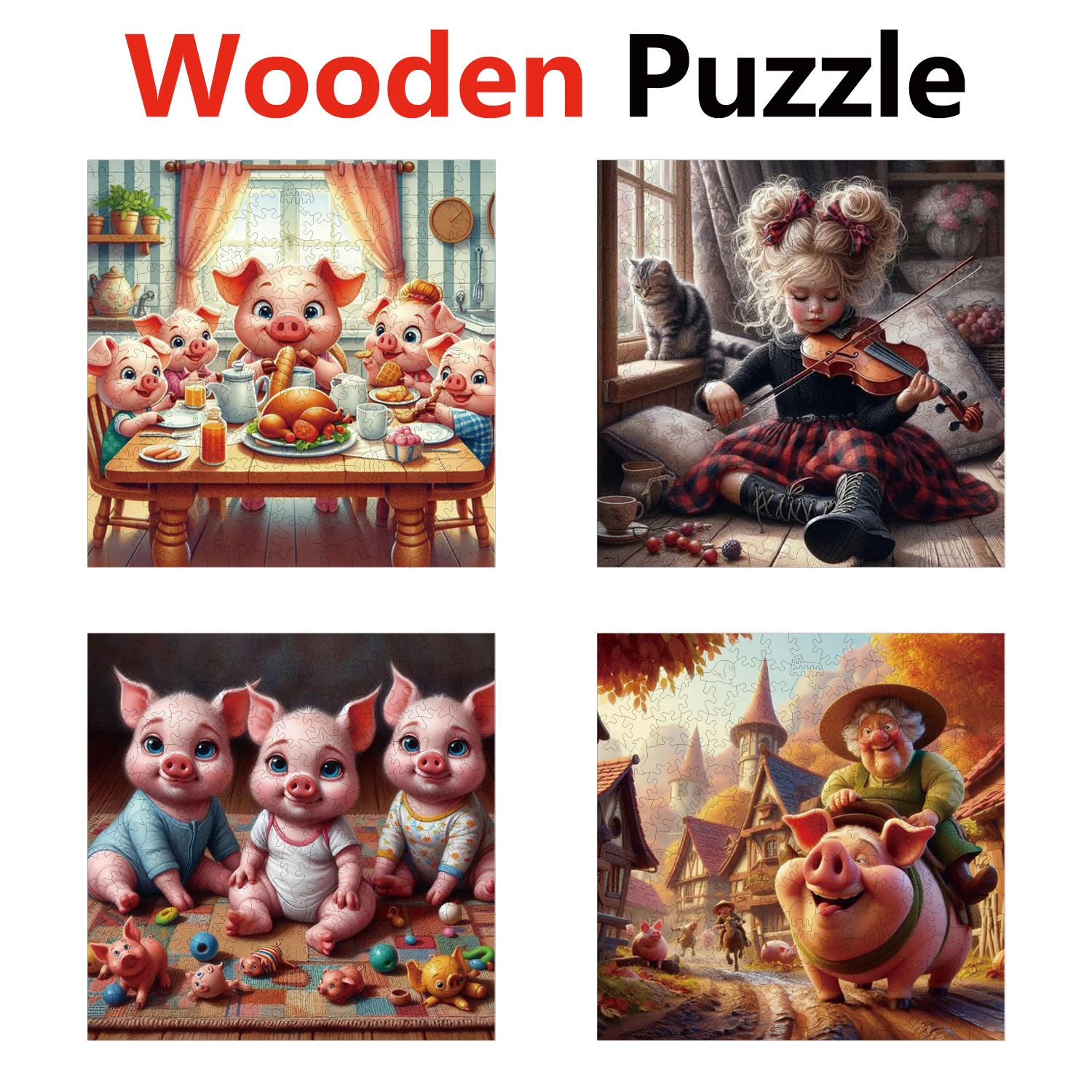 

Pig girl Animal Puzzles High Quality Jigsaw Puzzle Wooden Puzzle Best Christmas Gift