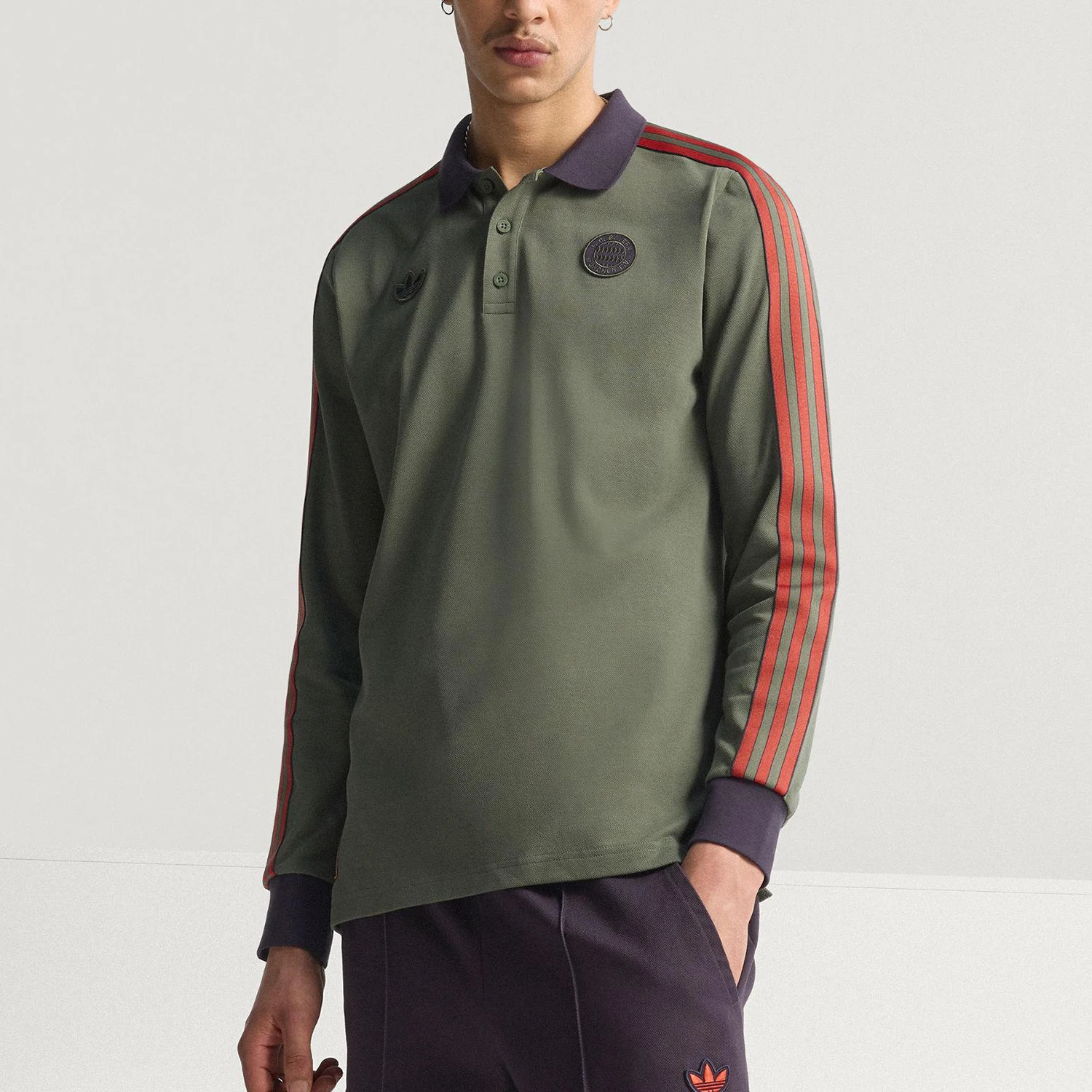 Adidas Originals Trefoil Mens Soccer Three Stripe Collar Long Sleeve JN0253