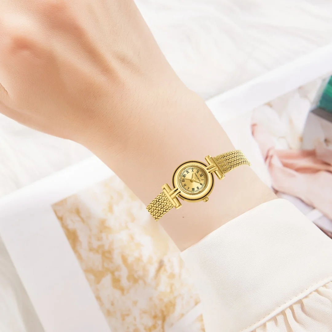 العلامة التجارية الذهب المرأة ووتش الطلب البسيط السيدات سوار ساعة اليد شبكة من الاستانلس استيل حزام التناظرية ساعات كوارتز ساعة Reloj