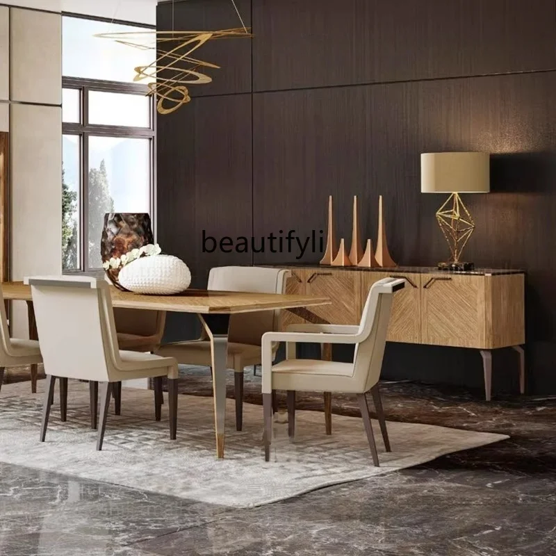 Italian solid wood dining side cabinet, four door storage cabinet, bedroom high TV entrance cabinet