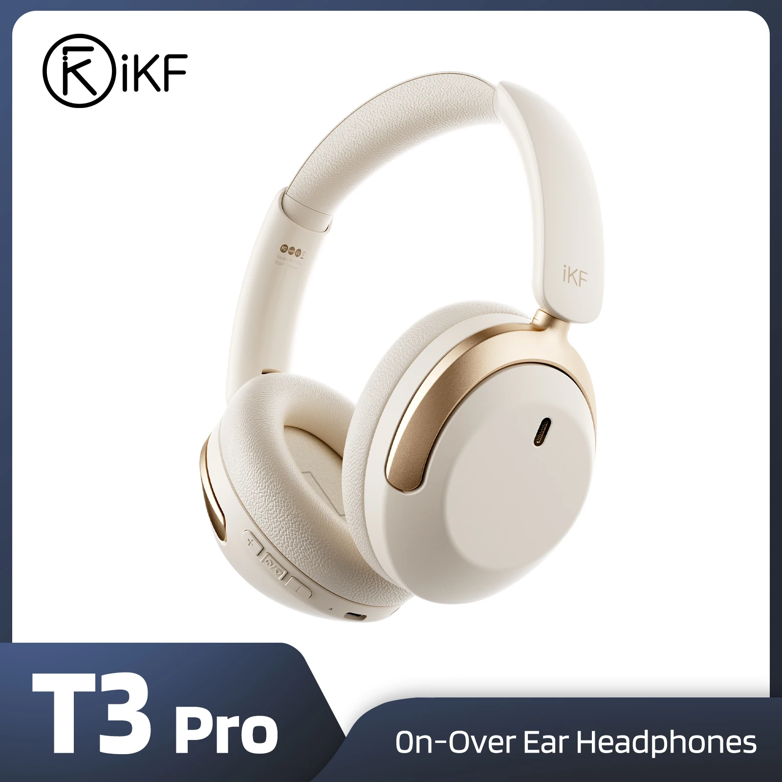 iKF-T3 Pro 52dB ANC Wireless Bluetooth Headphones 125H Playtime Hi-Res Audio Support Wireless/Wired App Control for Work/Gaming