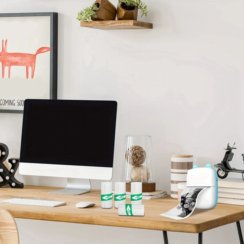 10PCS Mini Thermal Printer Sticker Paper Self-Adhesive Labels Black On White For All Printers Up To 57*30Mm