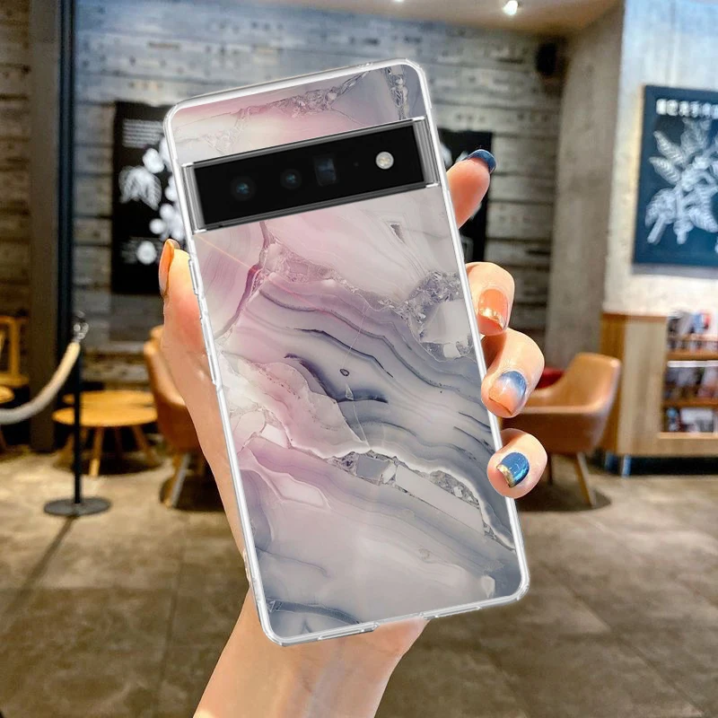 Watercolor Painting Marble Phone Case Cover for Google Pixel 8 7 6 5 4 4XL Silicone 7A 6A 5A 4A 3A 3AXLPro 5G Transparent Shell