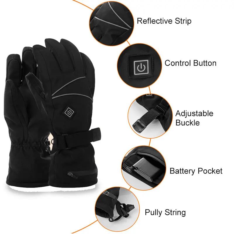 

2026Winter Waterproof Ski Batteries Rechargeable Usb Electric Heated Gloves Heat Ski Glove