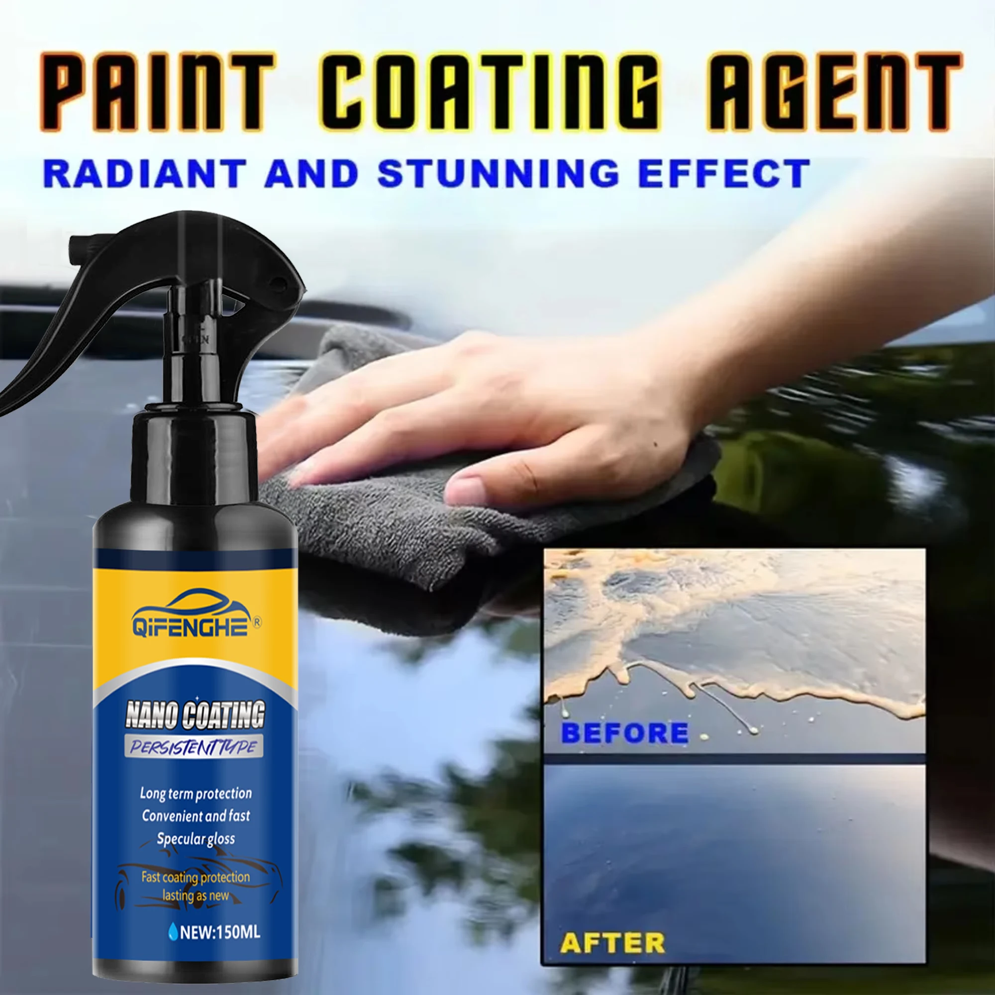 بخاخ طلاء نانو 3 في 1 خاص بالسيارة - تركيبة مقاومة للخدش عالية الجودة، تأثير لمعان عالي الوضوح، مناسب للجميع