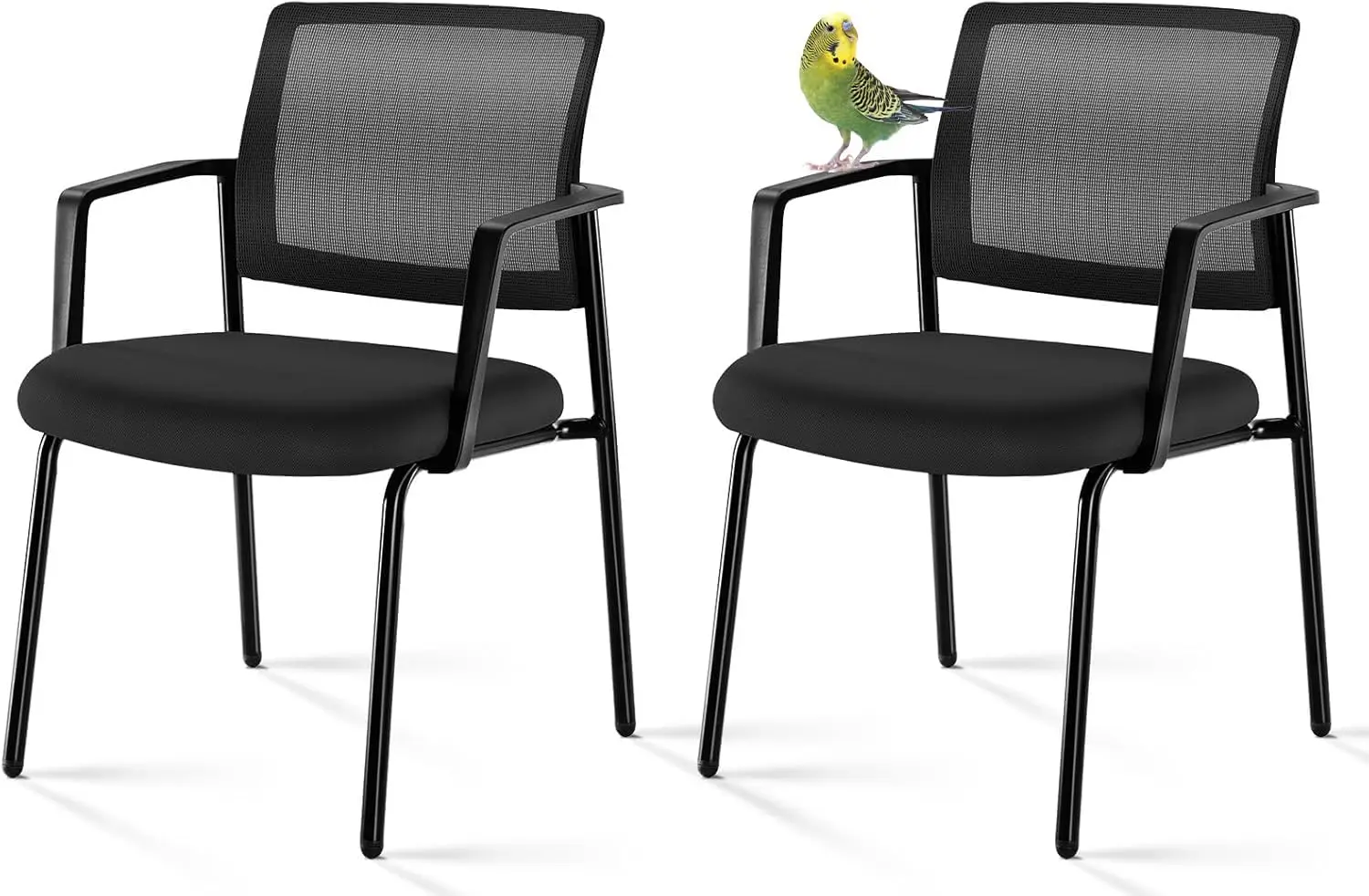 Mesh Back Stacking Arm Chairs, Upholstered Fabric Stacking Chairs, Sturdy Metal Office Chairs, Easy to Use and Store, Outdoor an