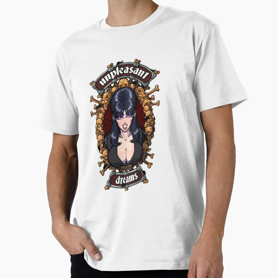 

Elvira Portrait 80s Horror Movie mistress of the dark Scary Halloween gift T shirt for man All size Tops 100% cotton clothes