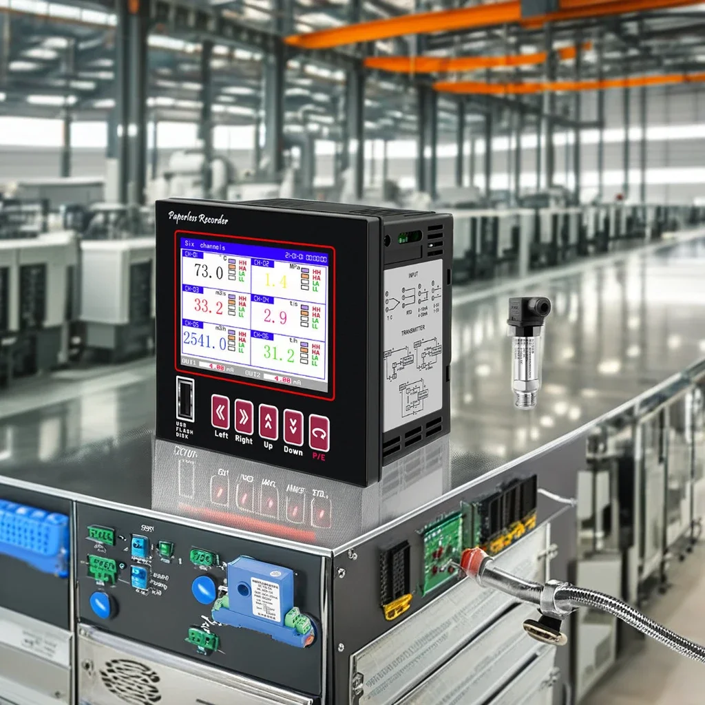 เครื่องบันทึกข้อมูลดิจิตอล 6 ช่อง Universal Barometric ความดันความชื้นเครื่องบันทึกอุณหภูมิ USB + RS485 แบตเตอรี่อุตสาหกรรมในร่ม