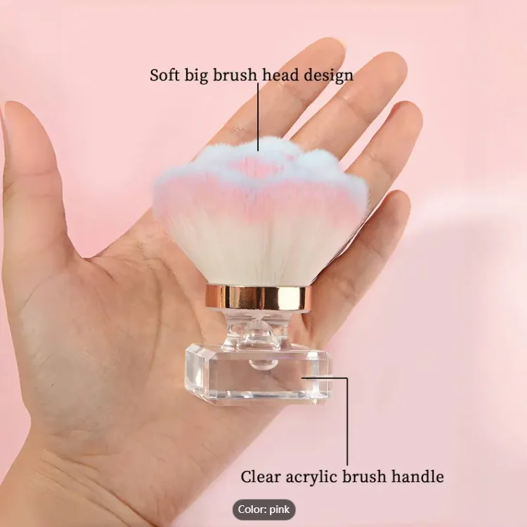 Capelli morbidi Pennello diamantato a forma di rosa Pulizia Spazzole antipolvere Strumento per manicure Pennello per fard in polvere per nail art Pennello per trucco