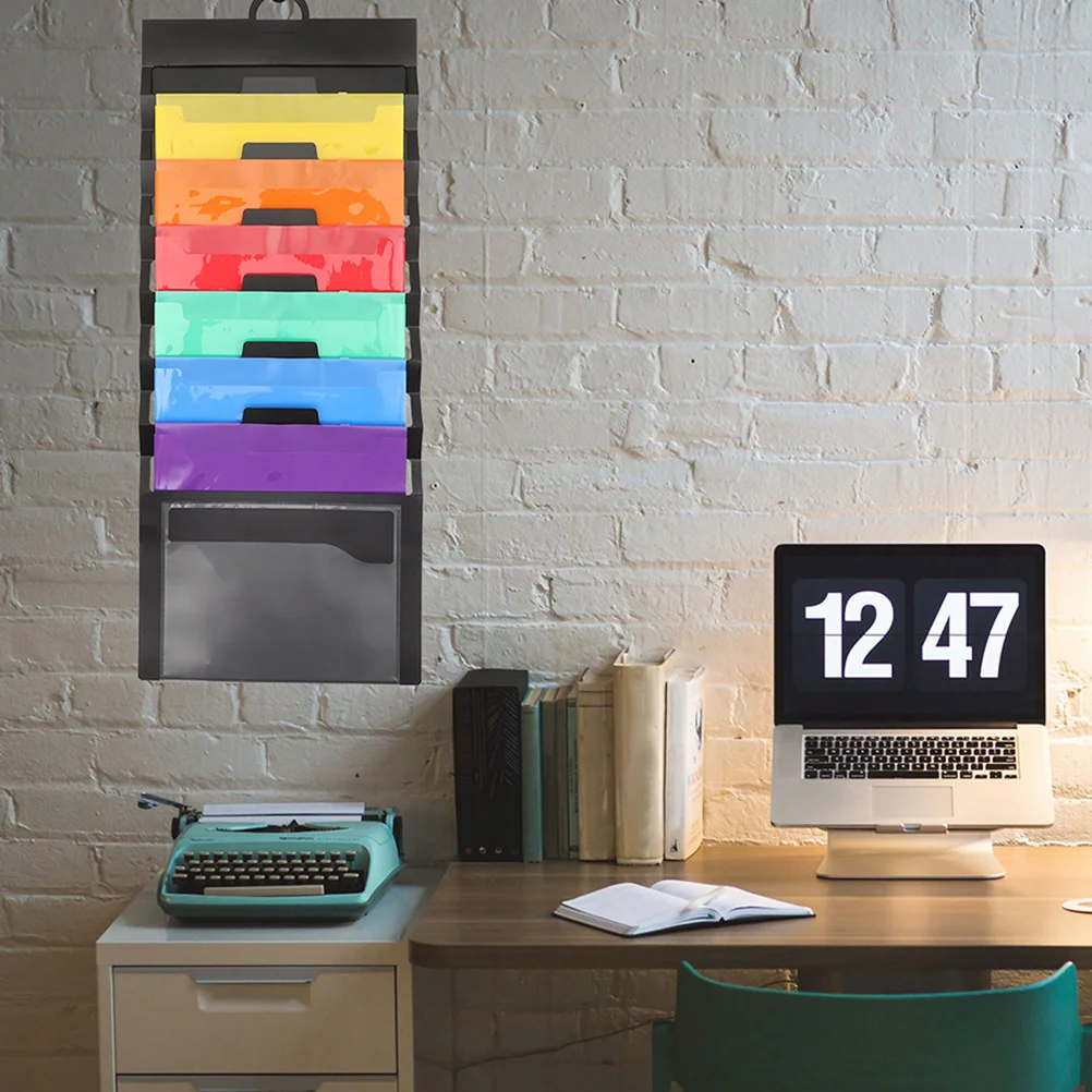 

2Pcs Hanging File Folder Wall Organizer Foldable Document Bag Reusable Storage Organizer for Office Home School Travel