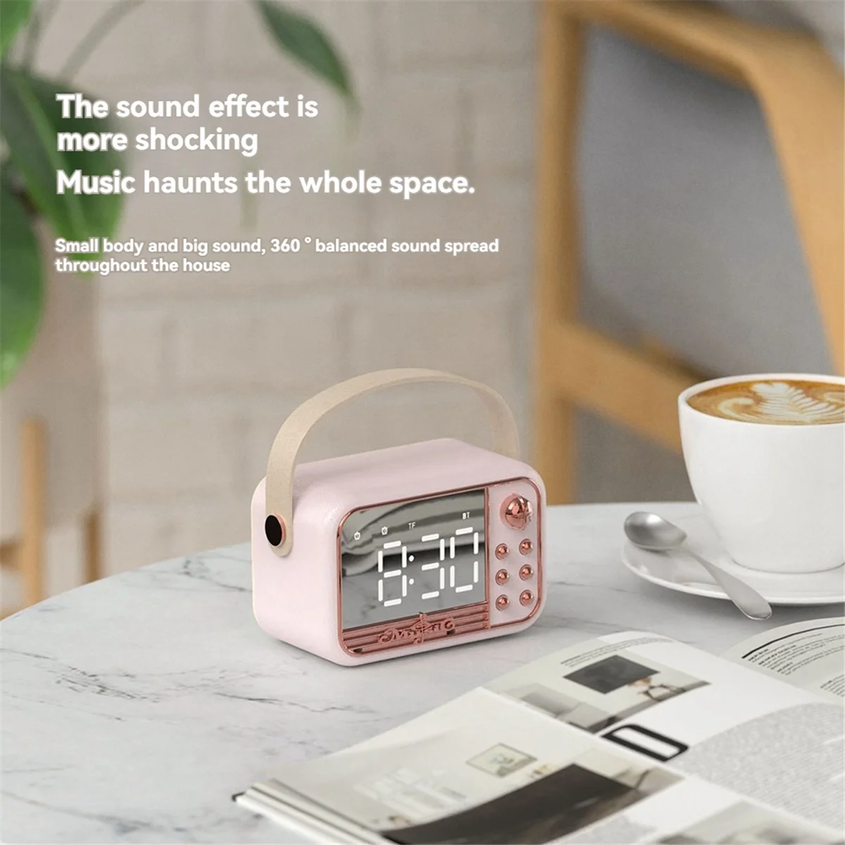 Reloj despertador Bluetooth 5,0 altavoz compatible con tarjeta TF disco U AUX 3D equilibrio de sonido tipo difusión despertador altavoz