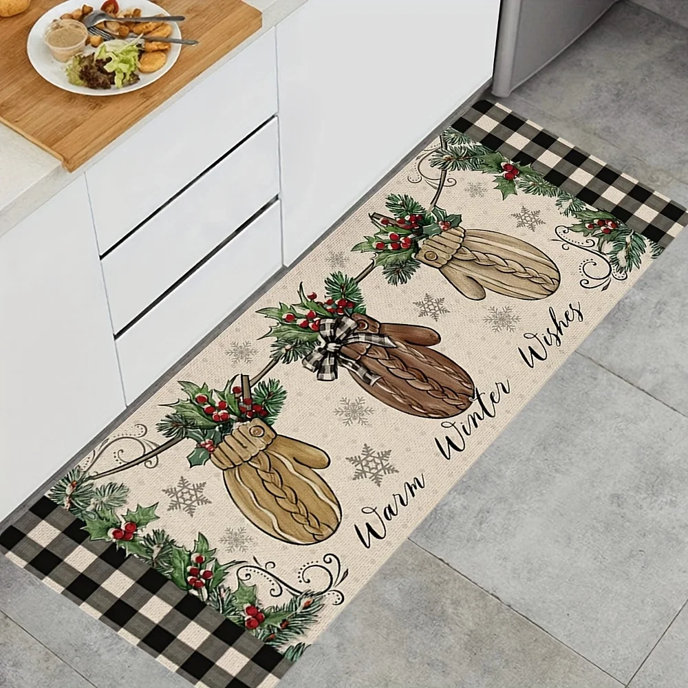 Farmhouse Style Long Floor Mat  Vintage Wood Grain Welcome Sunflower Art Printed Runner Rug for Kitchen Front Door Decor