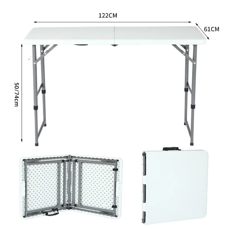 

Popular Portable Easy Carry White Rectangle Outdoor picnic Plastic Folding Table