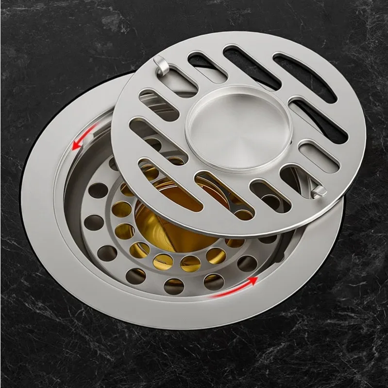 

304 stainless steel bathroom round floor drain, old house renovation 9.8cm deodorant floor drain, washing machine floor drain