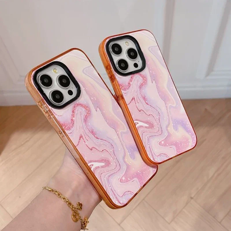 

Pink Marble Pattern 2.0 Acrylic MagSafe Phone Case Cover for IPhone 12 13 14 15 Pro Max Case for IPhone 15 Pro Max