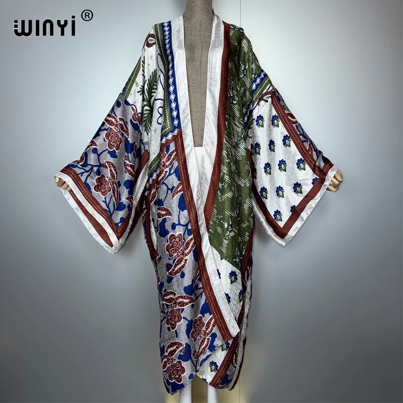 WINYI Africa boho Kimono aperto sul davanti Abiti caftano donna musulmana Cardigan abiti da spiaggia copricostume da spiaggia maxi cappotto da festa