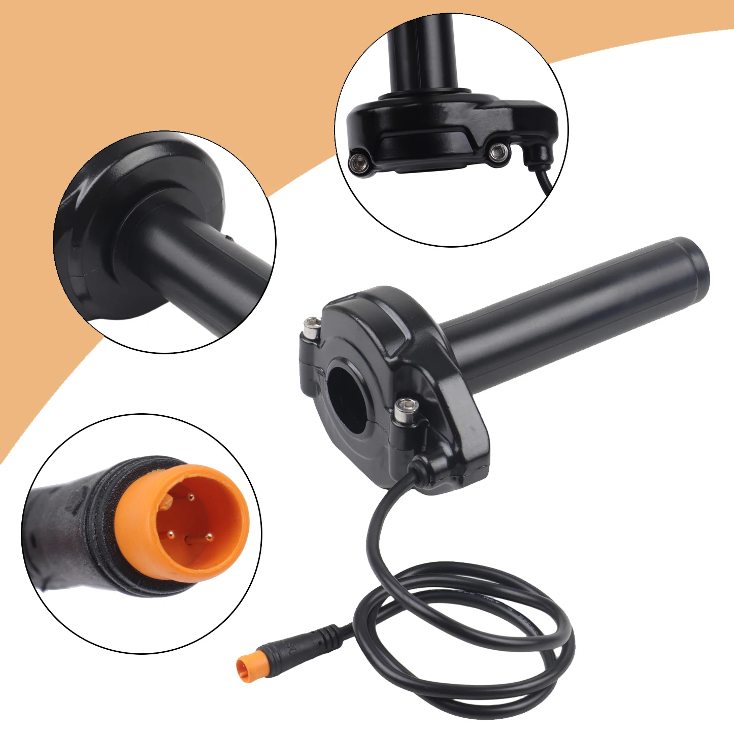 E-bike Full Twist Throttle Grips 3 Pin Waterproof for E-Bike Electric Bike Scooter Throttle Ridstar Q20 12V 24V 36V 48V 60V 72V