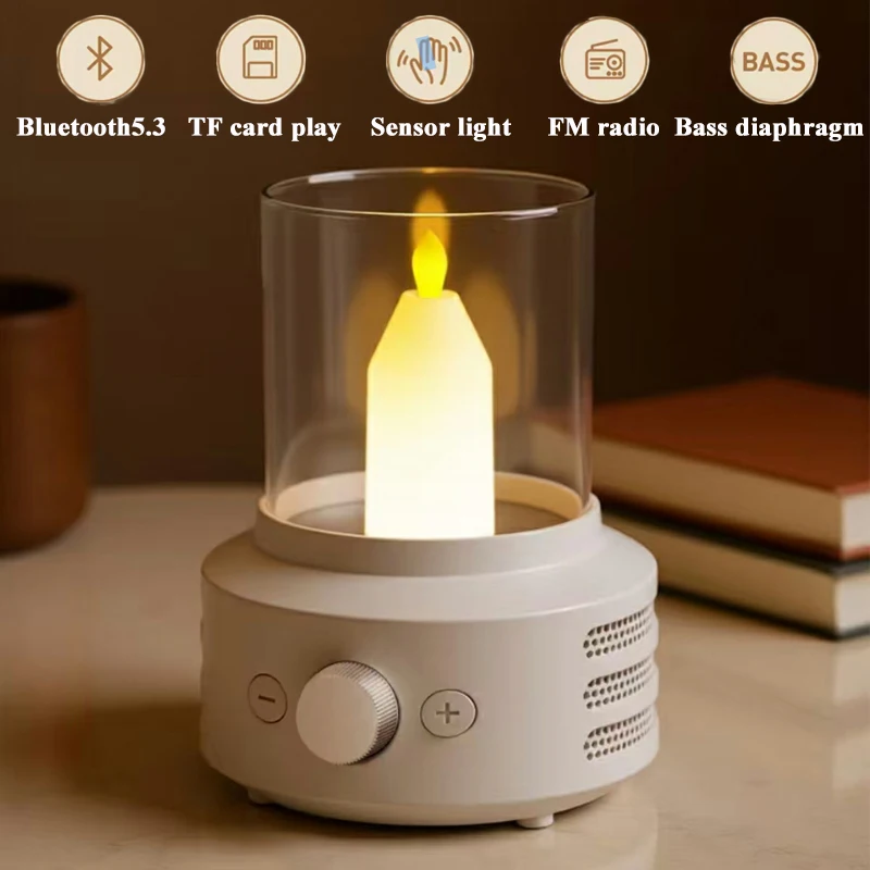 Portable Bluetooth Speaker Body Sensor Candlelight-Style Bass Subwoofer  Soundbar Wireless MP3 Music Player Support TF Card FM