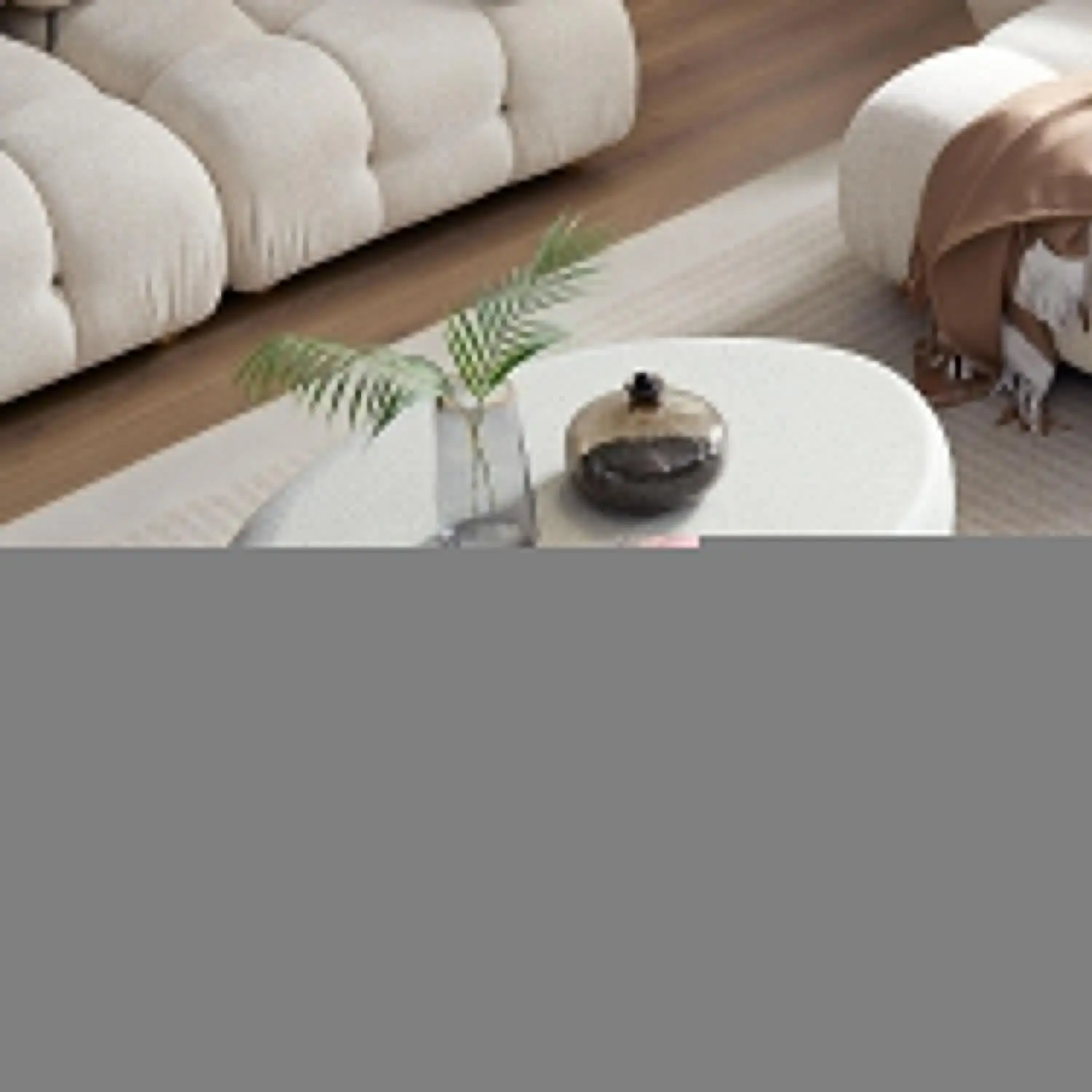 

Oval Faux Stone Coffee Table Matte Minimalist Living Room Bedroom Office No Assembly,Customized