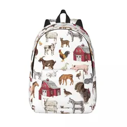 Country Farm Animals Farmhouse Village Pet Backpack for Boy Girl Kids Student Schoolbag Bookbag Goose Pig Daypack Bag Gift