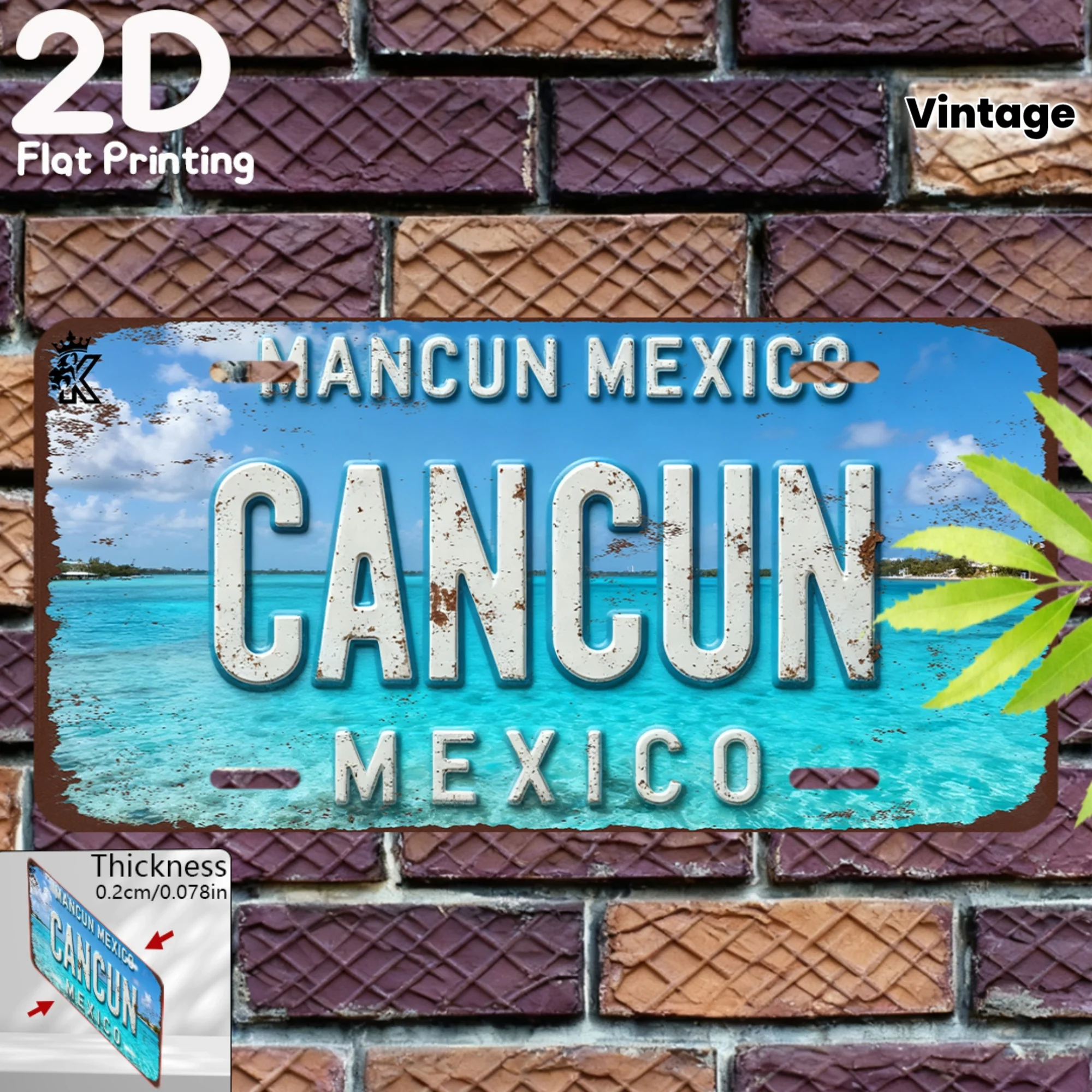 2D Flat, 2D Flat for Decoration Only,for Decoration Only 12Inch * 6Inch The Mexico Cancun Themed Decorative Plate Showcases Coas