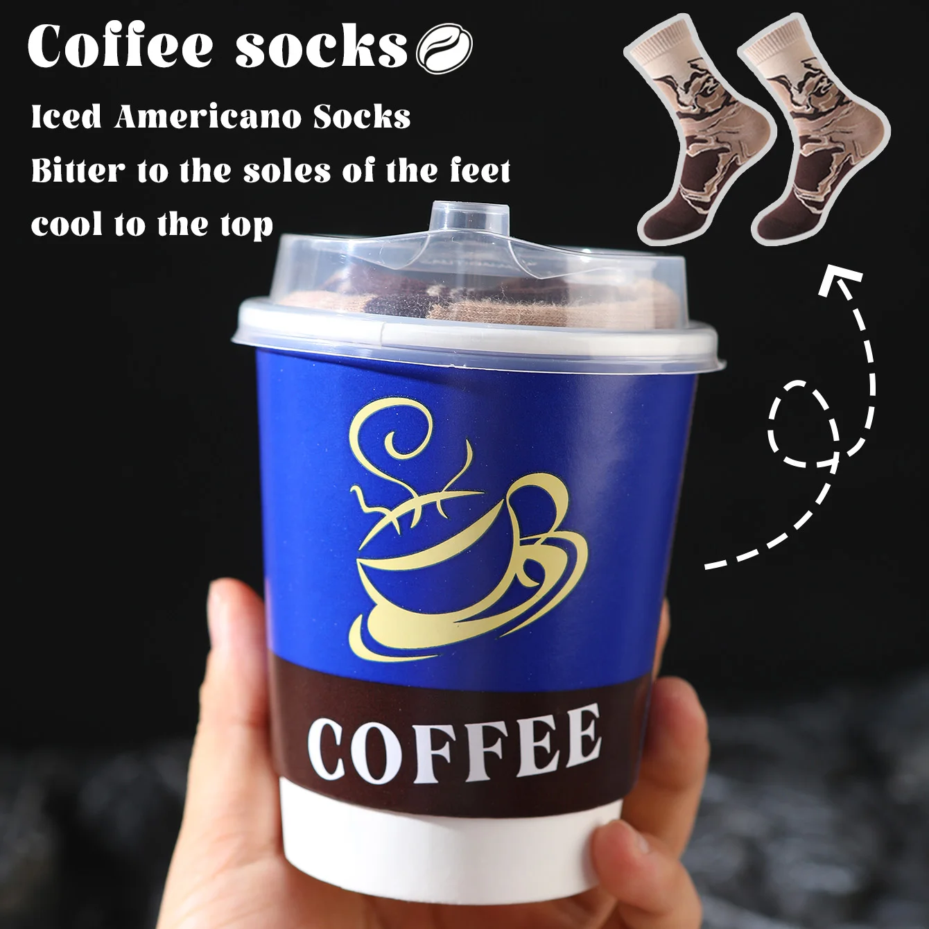 1 pair of unisex mid-calf socks in a novel and interesting coffee-themed gift box, creative socks with a fashionable and trendy style, comfortable and breathable, suitable for parties, casual wear, Valentine's Day, Hal