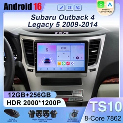Android 16 Car Player For Subaru Outback 4 Legacy 5 2009-2014 LHD RHD DVD Carplay Auto Radio Head Unit Multimedia Navigation GPS