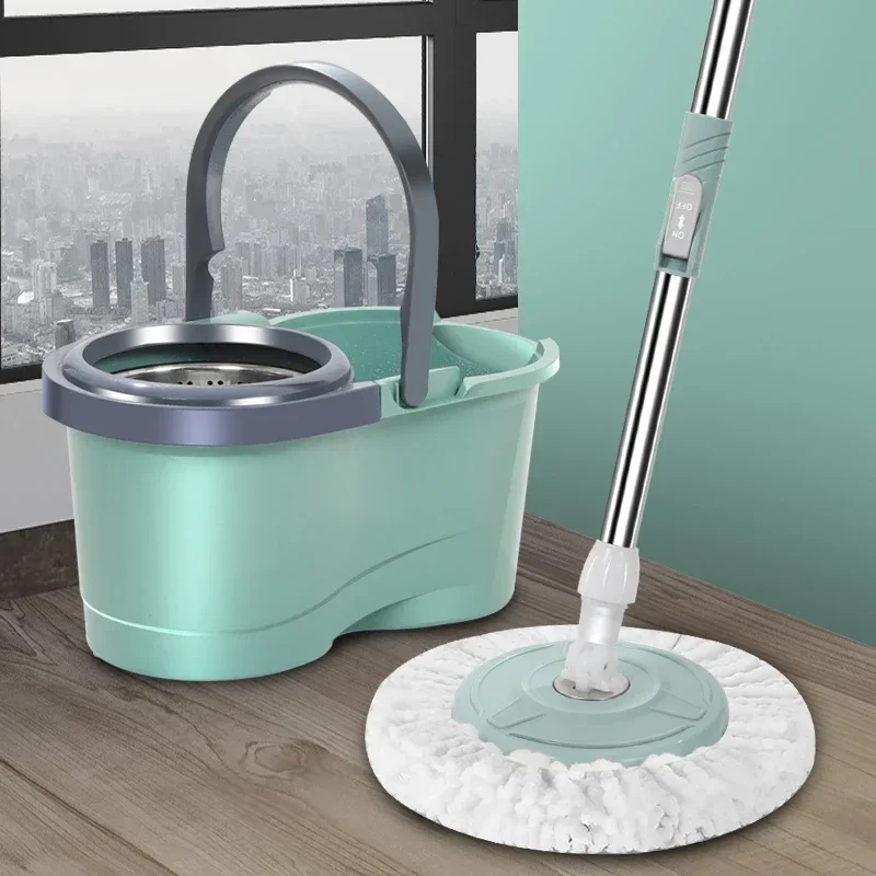 2024 New Cleaning Tools Rotary Mop Bucket Hand-Free Household Mop Single Bucket Mopping Artifact Automatic Dry