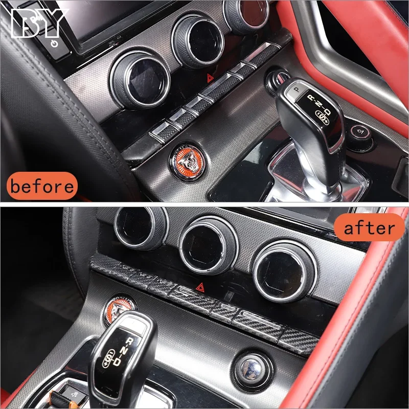 

For Jaguar F-TYPE 2013-2024 Real Carbon Fiber Central Control Assembly Button Switch Cover Car Interior Accessories