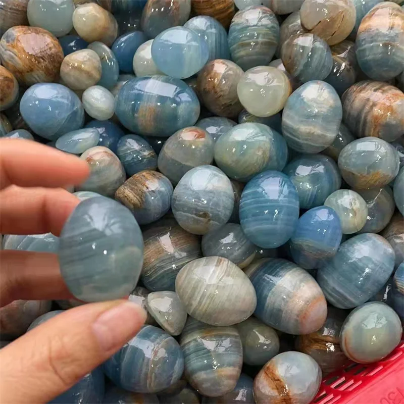 

Natural Gems Polished Quartz Crystal Blue Onyx Tumbled Stones Healing Reiki Gemstones For Home Decoration