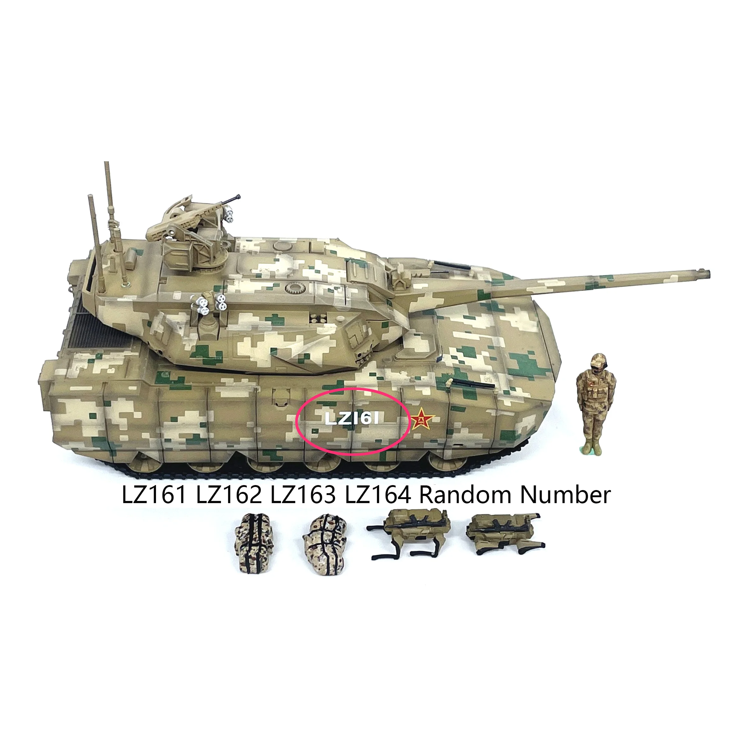 1: 72 Chinese ZTZ-100 Tank Model Random Body Number (with Driver Model) Static Finished Product Model