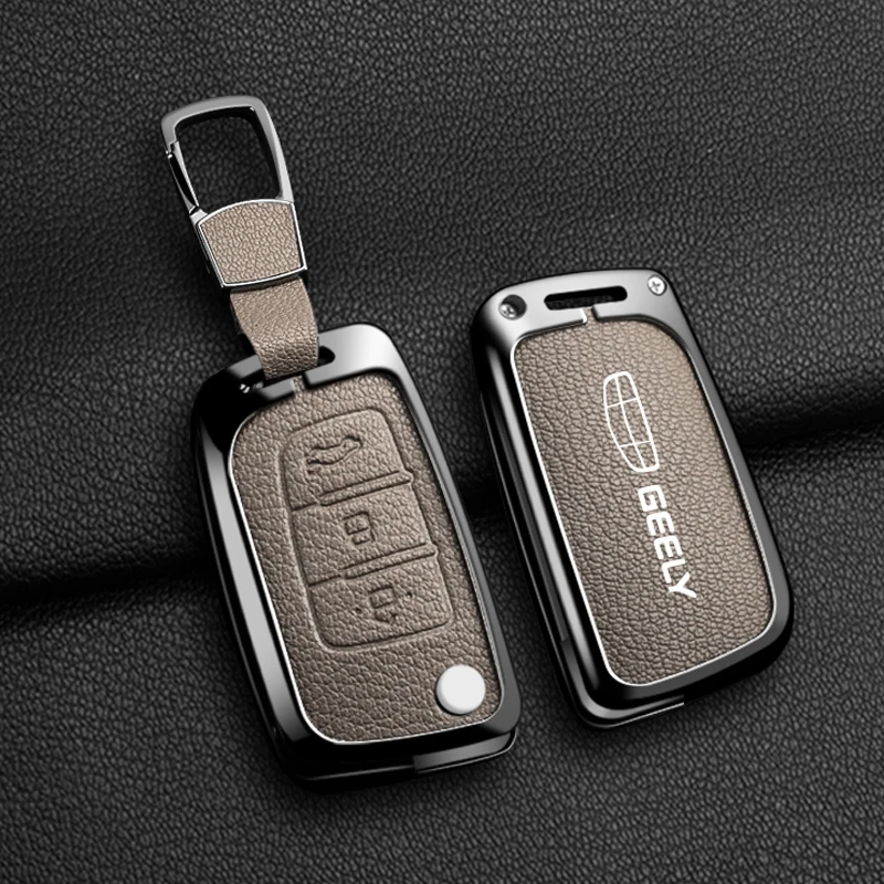 New Alloy Sheepskin Car Key Case Cover For Geely GX3 EC7 EC8 GC6 EC715 EC718 Emgrand7 EU7 EC7-RV EC718-RV Keychain Accessories